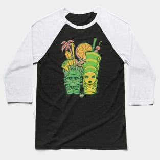 Tiki Frankenstein & Bride - By Steve Chanks Baseball T-Shirt